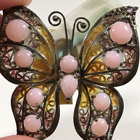 STERLING SILVER FILIGREE & Enamel brooch - Picture 4 of 14